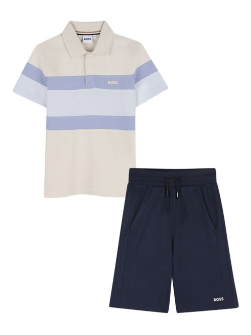 Completo bambino BOSS beige con polo e bermuda BOSS KIDS | J5300921C